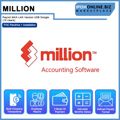 Million Payroll MAXI LAN Version USB Dongle (10 Users) - FOC Pendrive + Installation
